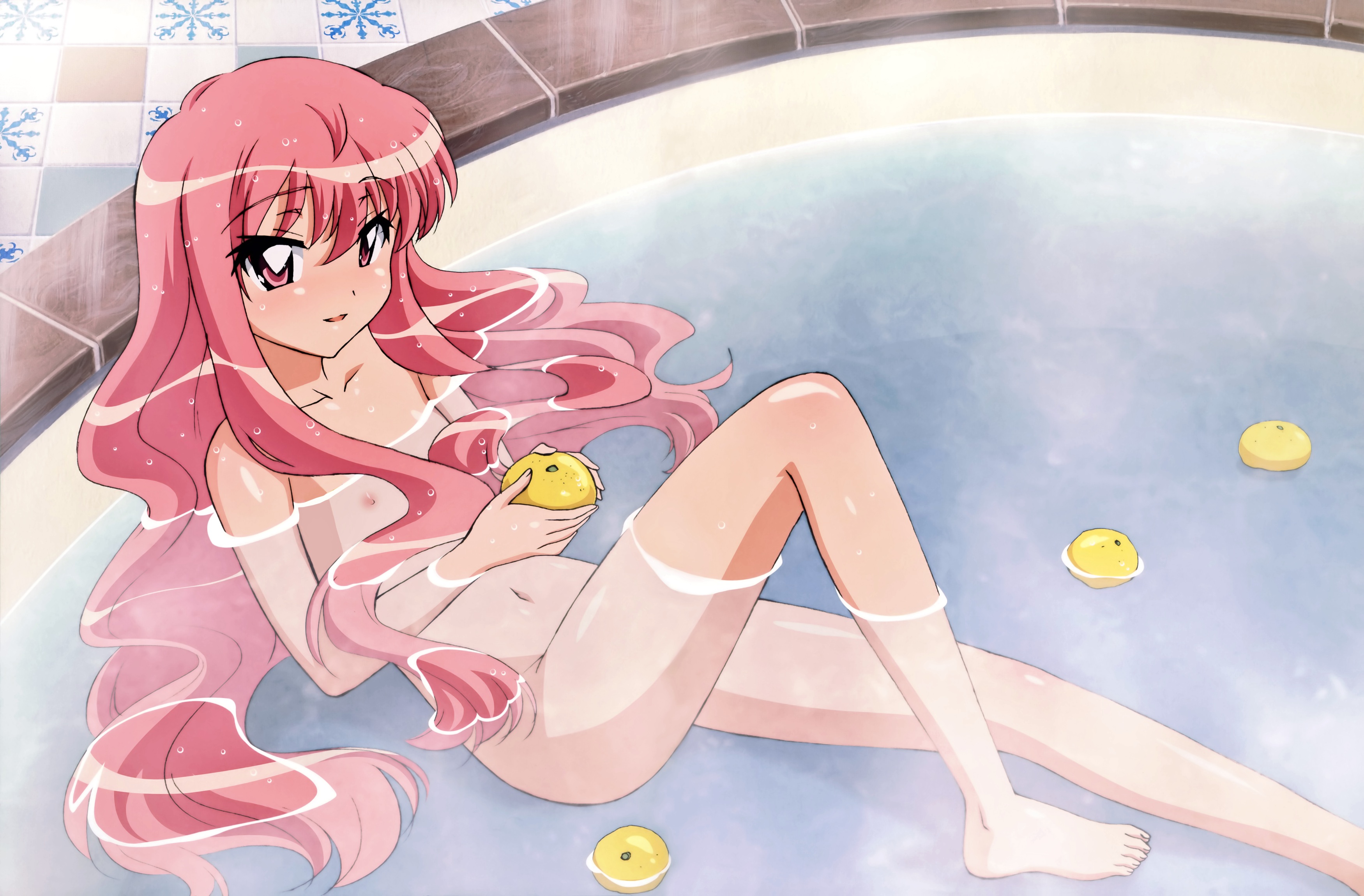 Zero No Tsukaima Louise Bathing Naked Nipples Onsen Photoshop Wet